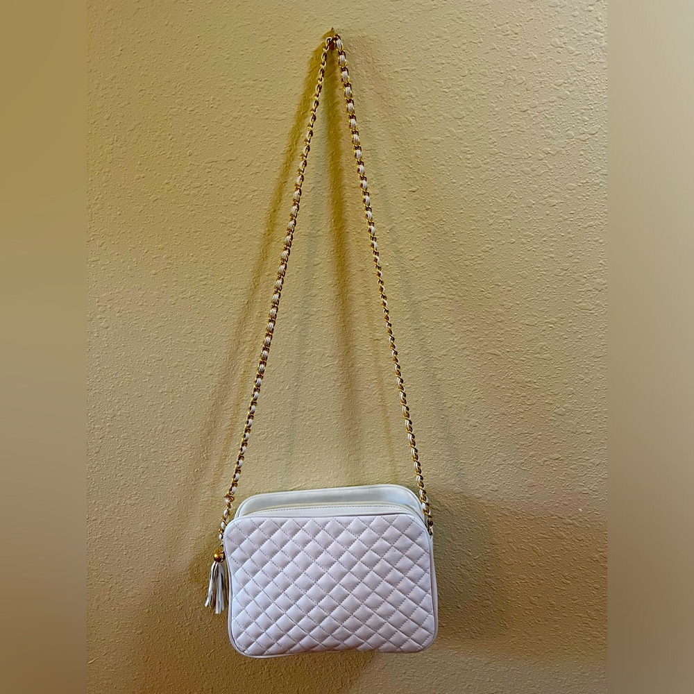 White leather crossbody bag